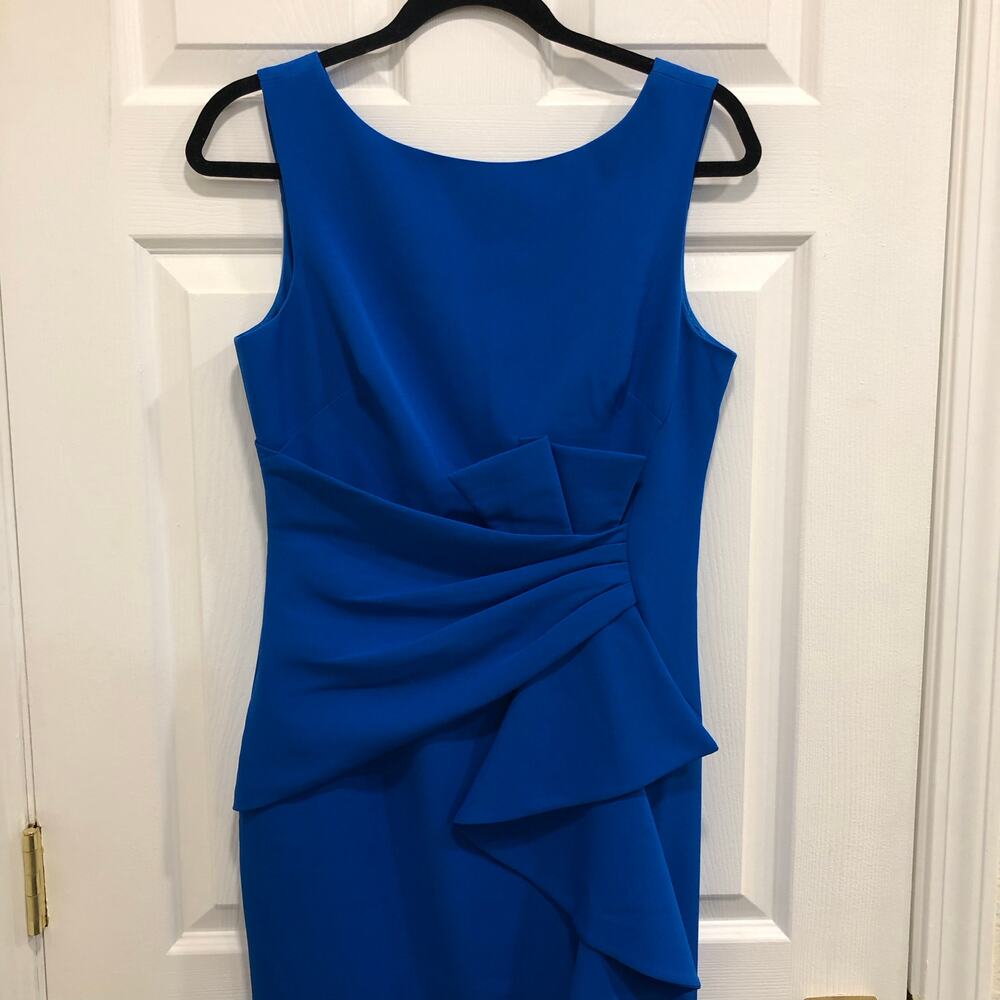 Eliza J Ruffle Front Cobalt Blue Gown - Picture 5 of 13